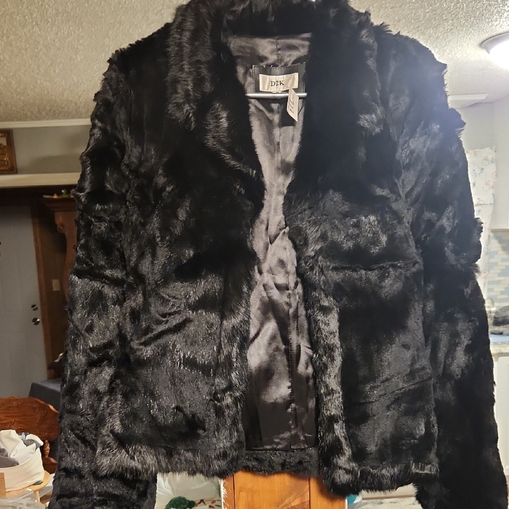 Elegant Black 100% ANGORA RABBIT FUR Teddy Jacket